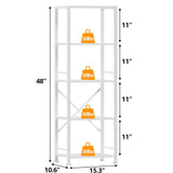 Furologee White Bookshelf 5 Tier Bookcase, Tall Narrow Bookshelves, Modern Freestanding Shelf Units, Metal and Wood Display Storage Corner Shelves Organizer for Bedroom, Living Room, Office, Bathroom Furologee