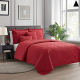 Hearth & Harbor Quilts Twin Size - All Season Bedspread Coverlet Set, Pinsonic Weave Lightweight Bedding Set - 4 Piece Twin Quilt Set with Pillow Shams, Diamond - Burgundy Hearth & Harbor