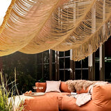 Macrame Curtain Boho Curtain Doorway Window Wall Decor Fiber Yarn Art Handwoven Wall Hanging Art Craftsmanship Home Door Bedroom Wedding Backdrop Arch,Closet Room Divider 59" W x 75" H (1 Panel,Khaki) Flber