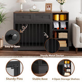IDEALHOUSE 47” Large Dog Crate, Dog Kennel Indoor with 2 Drawers and 4 Shelves, Dog Crate Furniture TV Stand, Wooden Dog Cage for Medium Large Dogs, Black IDEALHOUSE