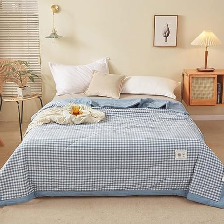Double Quilt Summer Duvet for Single/Double Bed Natural Cotton Quilt Lightweight Summer Quilted Duvet Soft and Breathable for All Seasons C 200x230cm Generic