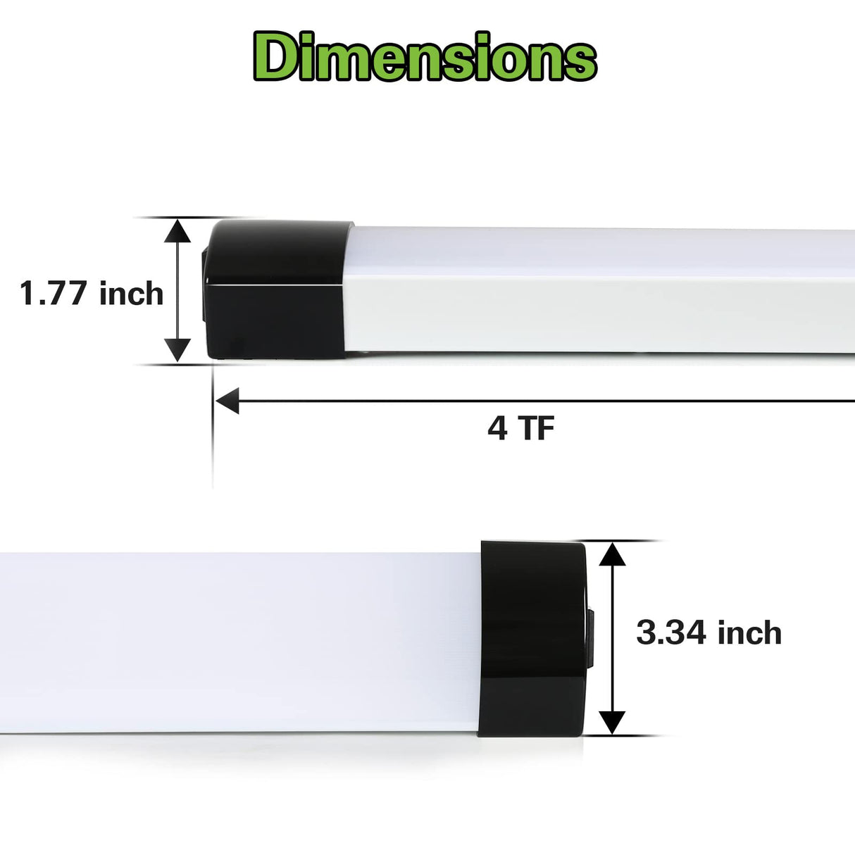 4FT 120W LED Shop Light Linkable, 13000lm(400w Equivalent), 5000K Utility Shop Lights for Garages, Workshops, Basements, Hanging or FlushMount, with Power Cord and Pull Chain, ETL, Black, 2 Pack hykolity