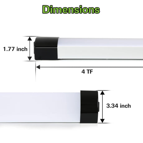 4FT 120W LED Shop Light Linkable, 13000lm(400w Equivalent), 5000K Utility Shop Lights for Garages, Workshops, Basements, Hanging or FlushMount, with Power Cord and Pull Chain, ETL, Black, 2 Pack hykolity