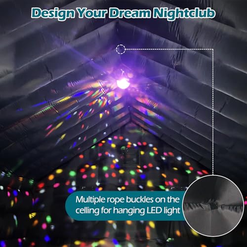 Large Inflatable Night Club Party Tent for Aldult 26FT, Black Oxford Inflatable Building with Blower&Disco Lights, Blow up Large Space Outdoor Events for Birthday, Nightclub, Business(26x20x16ft) BoldBlur