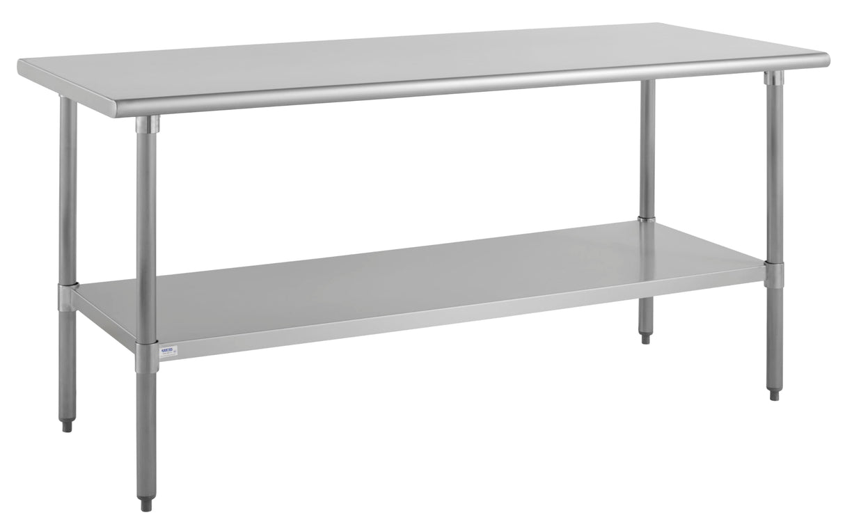 Kratos Commercial Worktable, All-Stainless Steel Kitchen Prep Table with Undershelf, 72"Dx24"W, NSF, 16ga/304SS (28W-179) Kratos
