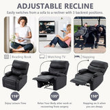 Manual Recliner Chair,PU Leather Reclining Chairs with Phone Stand & Cup Holders,Overstuffed Single Sofa Recliner for Adults,Living Room Bedroom Home Theater (Black)