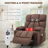Massage Rocking Recliner Chair, Ergonomic Recliners Sofa with Vibration Massage & Heat, Rocking Chair Nursery Chair for Living Room Lounge with 4 Pockets, 2 Cup Holders, Brown