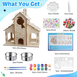 Crafts Bird Feeder, DIY Bird House Wood Craft Kit for Kids Ages 3-5 4-8 8-12,Build and Paint Wooden Bird House Feeder, DIY Wild Birdhouse Art Activities Crafts for Children Boys Girls Col-Pary