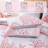weigelia Coastal Quilts Bedding Set Twin Size - Pink Summer Nautical Bedding Quilt with Pillow Cases, Beach Reversible Quilt Set Bedspreads Coverlet Soft Lightweight Comforter weigelia
