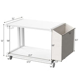 VEDECASA 2 Tier Modern White Wooden Under Desk Printer Stand with Storage Bag for Home Office Desktop Printer Table Organizer Mobile Printer Shelf Cart with Caster Wheel (White) VEDECASA