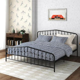 Novogratz Bushwick Modern Metal Bed, Slightly Triangular Headboard and Footboard with Inset Spindles, Adjustable Base Height for Underbed Storage, Requires No Box Spring, King Size - Black Novogratz