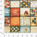 Patchwork Fabric Panel with Windmill Designs – 100% Cotton Satin, 6 Printed Panels 10”×10” + Patchwork Sheet 29.5”×19.7”, Single Continuous Cloth for Quilting & Sewing Fabricstown
