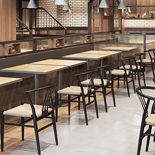 Yaheetech 2PCS Weave Chair Mid-Century Modern Dining Chair Rattan Chair Weave Dining Chair Armchairs Black Dining Chair Accent Chair for Kitchen, Dining, Living Room Side Chairs Hemp Seat, Black Yaheetech