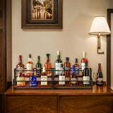 THYGIFTREE Liquor Bottle Display Shelf 2 Tier Liquor Rack Holder Bar Shelf Stand for Liquor Organizer Countertop Liquor Risers Storage Shelves Wine Rack for Whiskey THYGIFTREE