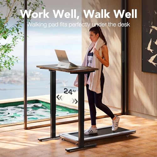 HUANUO Electric Standing Desk, 55 x 24 Inch Height Adjustable Computer Desk with Storage Bag, 4 Height Memory Settings, Sit Stand Up Desk for Home Office, Rustic Brown HUANUO