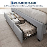 GarveeHome Upholstered Bed Frame with Storage Headboard and Charging Station, Platform Bed Frame with Drawers, Heavy Duty, No Box Spring Needed, Easy Assembly, Grey, Full Size GarveeHome