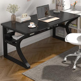 StarGraph Computer Desk 47'' Large Home Office Desk with Sturdy Metal Frame U Shaped Modern Computer Desks with Storage Study Writing Office Work from Home Desks (Black, 47 inch) StarGraph