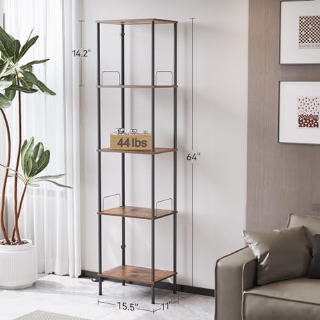 SUNMORY Display Shelf with Dimmable Lights, Lighted Display Cases for Collectibles, Adjustable Color Temperature and Brightness, Display Cabinet, Floor Lamp with Shelves, Home Decor, Rustic Brown SUNMORY