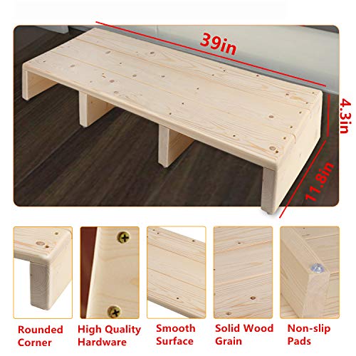 MYOYAY Solid Wood Step Stool 39'' Wooden Bedside Foot Stepper Non Slip Kitchen Stools Indoor Outdoor Mobility Stepping for Family Pets - WoodArtSupply