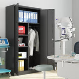 Yizosh Metal Armoire Wardrobe Closet Cabinet for Hanging Clothes with Lock Doors, -72" Steel Lockable Wardrobe Storage Locker Clothes Organizer for Yizosh