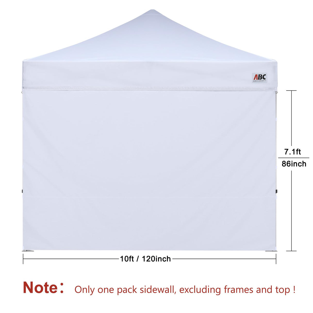 ABCCANOPY Instant Canopy SunWall 10x10 FT, 1 Pack Sidewall Only, No Frame or Top, White ABCCANOPY
