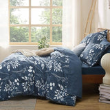 Bedsure King Size Comforter Set - 7 Pieces Floral Navy Soft Bedding Sets, King Bed in a Bag with Botanical Flowers Comforter, Sheets, Pillowcases & Shams Bedsure