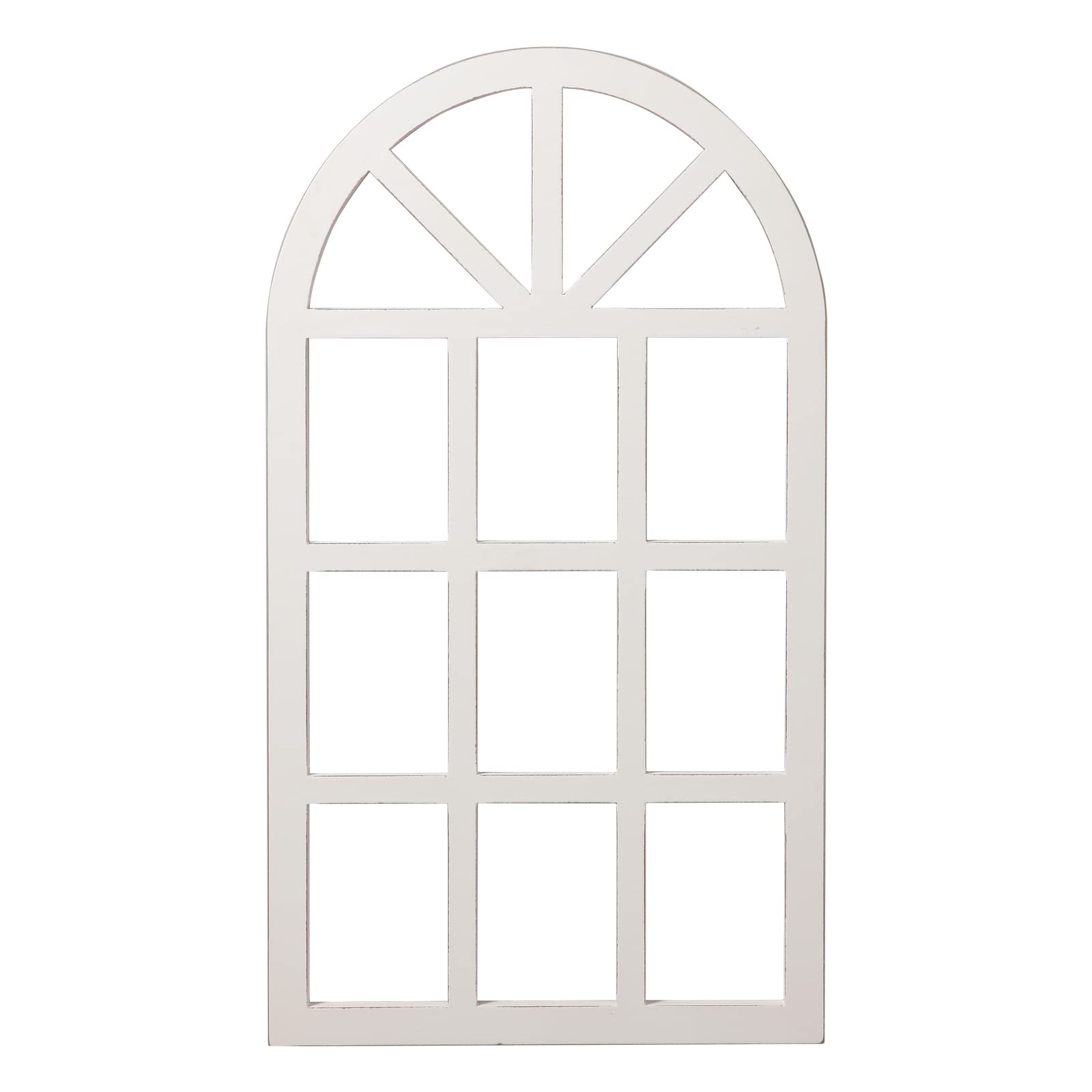 Sintosin Farmhouse Window Frame Wall Decor Living Room 36" x 20", Hanging Distressed White Rustic Arched Window Frame, Wooden Cathedral Window Frames for Wall Decor, Christmas Window Frame De - WoodArtSupply