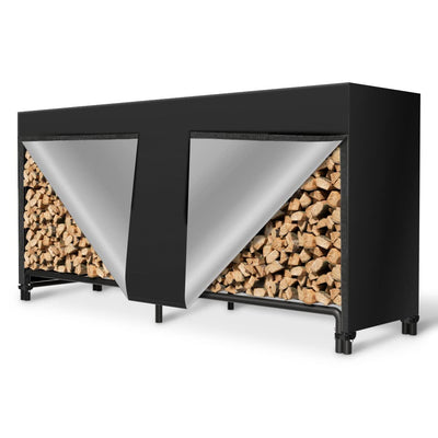 HOXHA Firewood Rack Cover Outdoor Log Rack Waterproof Cover Oxford Fireplace Wood Rack Covers Weather Resistant Outside, 8FT