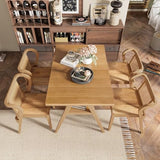 3-Piece Modern Dining Set with Stackable Dining Chairs, Solid Wood Square Table and Chair Breakfast Table Set for 2 Person, Space Saving Dinette for Dining Room, Kitchen, Living Room, Patio-Nature MIAUWUUFHOME