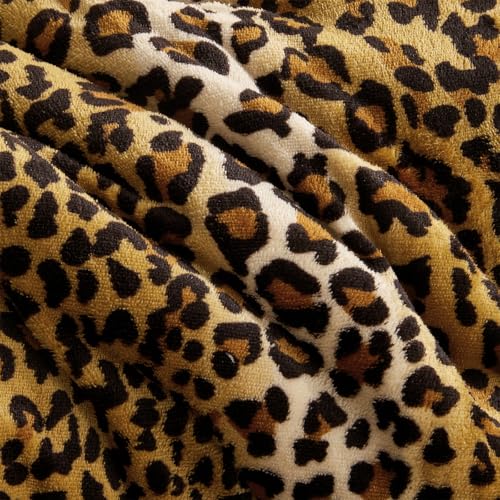 Petrichor Leopard Velvet Flannel King Comforter Set-Cheetah Print Western Blanket,Luxury Fuzzy Heavy Bedding Set,3 Pieces Plush Winter Bed Set with Comforter (90"x104")&2 Pillow Shams (20"x36" Petrichor