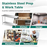 Toolsempire Stainless Steel Table, 60" x 24" Prep Table with Adjustable Under Shelf & 4 Galvanized Table Feet, Steel Table Kitchen Work Table for Toolsempire