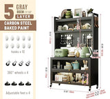 SunSettler 63.98" Tall Metal Kitchen Pantry Storage Cabinet, Large Capacity Hutch Cabinet with Acrylic Doors and Microwave Stand, Bakers Racks with Storage for Kitchens, Pantry (Grey, 80cm) SunSettler
