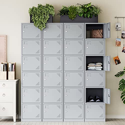 Letaya Metal Lockers for Employees,71" Steel Storage Cabinet with 6 Door Lockable for Office Staff,Home Sundries,Gym,School (Gray) - WoodArtSupply