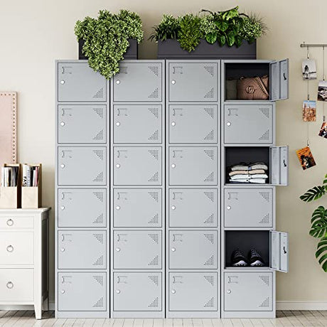 Letaya Metal Lockers for Employees,71" Steel Storage Cabinet with 6 Door Lockable for Office Staff,Home Sundries,Gym,School (Gray) Letaya