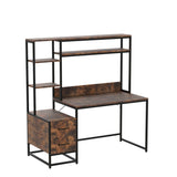 Tribesigns 55 Inch Computer Desk with 2 Drawers and Storage Shelves, Rustic Office Desk with Hutch, Study Writing Gaming Table Laptop Workstation for Home Office (Brown) Tribesigns