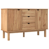 loibinfen Wooden Sideboard with 3 drawers and 2 compartments, Buffet Sideboard Storage Credenza Cabinet Console Table Kitchen Dining Room Furniture Organizer, Entryway Cupboard, 44.7"x16.9"x28.7" -AA loibinfen