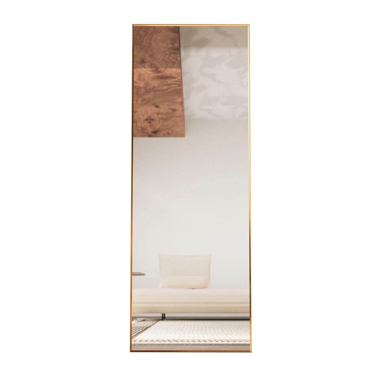 Beauty4U 65" x 24" Full Length Mirror with Stand, Gold Wall Mounting Full Body Mirror, Metal Frame Full-Length Tempered Mirror for Living Room, Bedroom Beauty4U