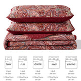 DJY Red Paisley Quilt Set California King Boho Bedspread 3 Pieces, Soft Lightweight Microfiber Coverlet Set Paisley Floral Pattern Bedding for All Season, 112"x96" DJY