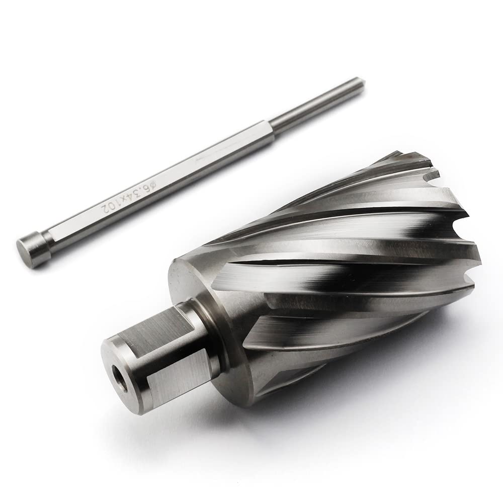 OSCARBIDE Annular Cutter 1-1/2 inch Cutting Diameter 2 inch Depth of Cut,3/4 inch Weldon Shank 2 Flat Mag Drill Bit with Pilot Pin for Magnetic Drill Press,1 Piece OSCARBIDE