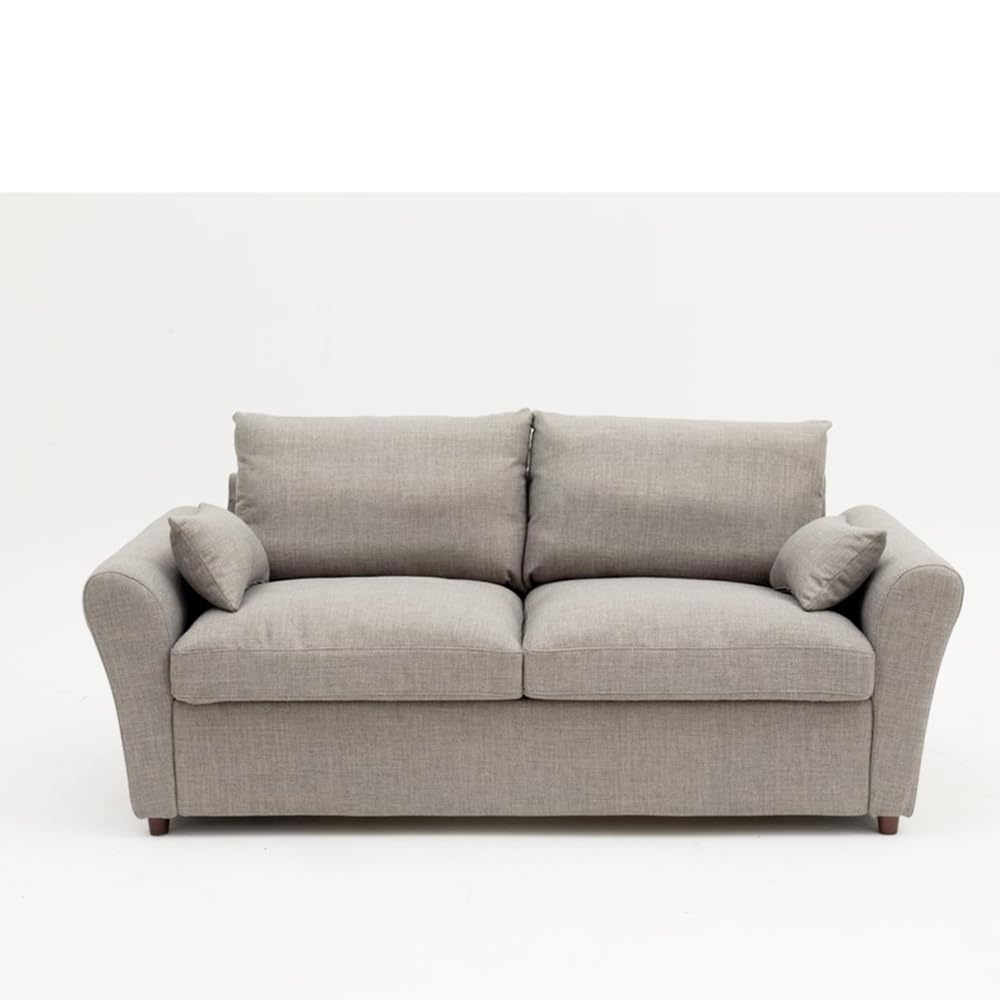 Panana Modern 2 Seater Loveseat Sofa Couch with Storage, Dark Grey or Light Color, Choice of Curved, Sock or Track Arm Design (Light Gray, 3 Seater - Track Arms) Panana