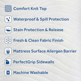 Sealy Complete Protection Waterproof Stain Protection Soft Comfort Top PerfectGrip Stretch Sidewalls Machine Washable Fitted Mattress Protector, King Size, White Sealy