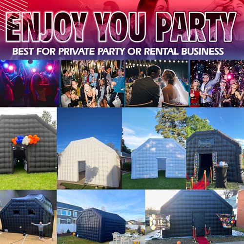 WARSUN 16.5x13x11.5Ft Small Inflatable Nightclub with Blower Black Inflatable Night Club Party Tent for Birthday Wedding Raves Dance Floor Yard Party Rental Business WARSUN
