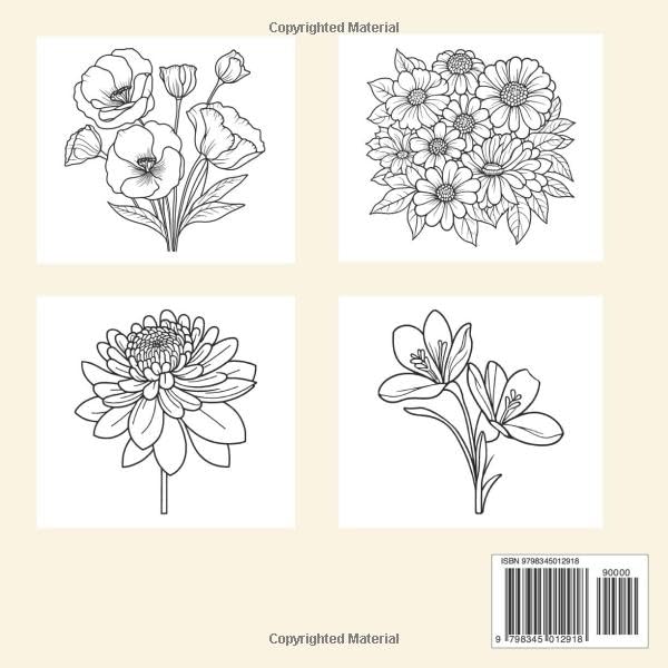 Relaxing Flowers Coloring Book for Adults: Simple and Beautiful Nature Drawings in Large Print for Beginners and Anyone Who Enjoys Art to Relief Stress WoodArtSupply