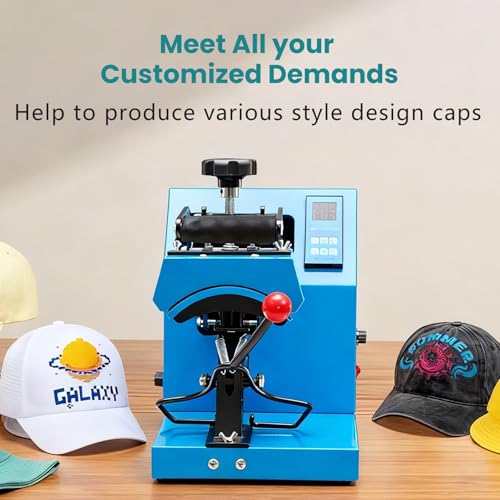 OLIXIS Hat Press Machine, Professional Hat Heat Press for Caps, 3.2"x5.5" PTFE-Coated Plate, LCD Display, 570°F Max Temp, Memory Mode OLIXIS