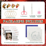 Christmas Embroidery Kits 4 Set DIY Needlepoint Kit for Adults Beginners Cross Stitch Kits for Craft Lover Christmas Gifts