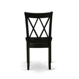 East West Furniture CLC-BLK-W Clarksville Dining Chairs - Double Cross Back Wooden Seat Chairs, Set of 2, Black East West Furniture