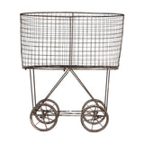 Creative Co-op Vintage Metal Laundry Basket with Wheels 25" x 15" x 26 3/4" (W x D x H) Creative Co-Op