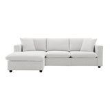 Tmsan 100.4" Modular Sectional Sofa Cloud Couch for Living Room, Modern Convertible L Shaped Couch Set with Ottoman, 4 Seater Polyester Fabric Sofa with 2 Pillows for Apartment Office (White) Tmsan