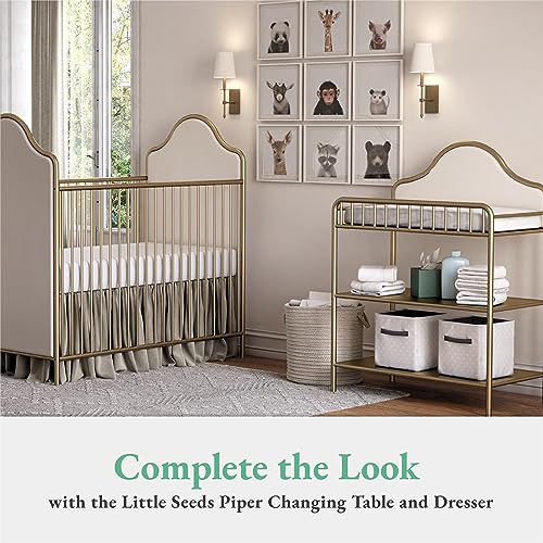 Little Seeds Piper Upholstered Metal Crib, Gold Little Seeds