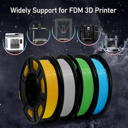 YOUSU 3D Printer Filament Bundle, Glow in The Dark Filament Multicolor, Green, Blue, Yellow and Rainbow PLA Filament 1.75 mm, Dimensional Accuracy +/- 0.03 mm, 250g X 4 Pack - WoodArtSupply